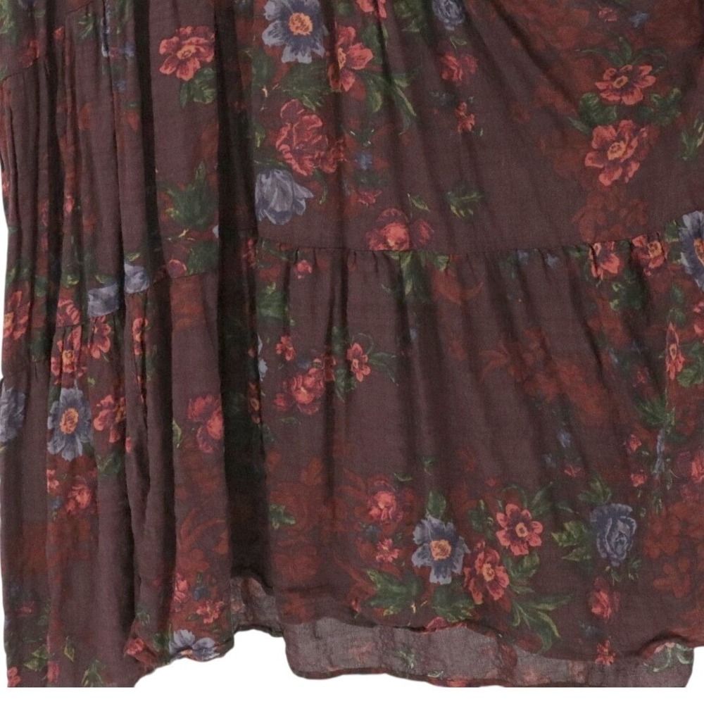 Natural Life Rebecca Boho Floral Midi Dress Puff Sleeve Tiered XL - Picture 8 of 11